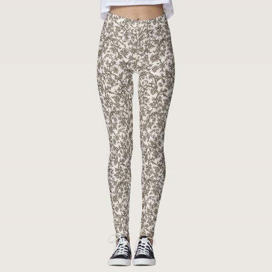 Floral Vines Pattern – Elegant Twisting Botanical  Leggings (Voorkant)
