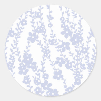 Floral Vines (White - Periwinkle) Ronde Sticker
