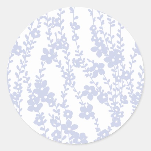 Floral Vines (White - Periwinkle) Ronde Sticker (Voorkant)