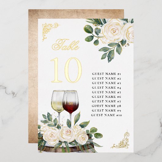 Floral Vineyard Trouwtafel Zitting Grafiek Kaarten (Voorkant / Achterkant)