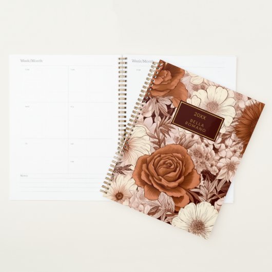 Floral vintage Brown Mauve Fleurs (Devant avec enveloppe)