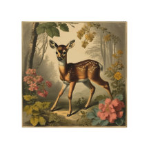Floral Vintage Forest Baby Deer