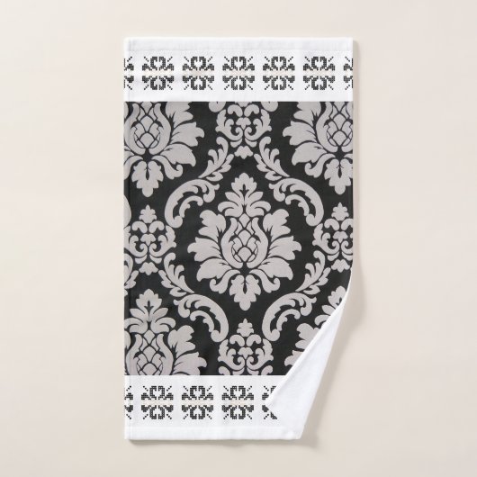 Floral Vintage noir et blanc (Serviette à main)