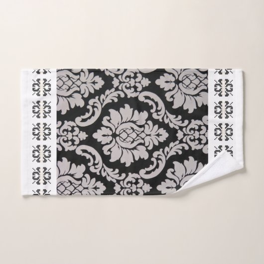 Floral Vintage noir et blanc (Serviette à main)
