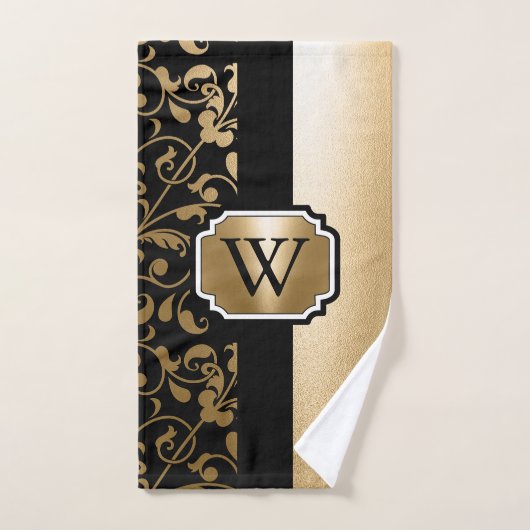 Floral Vintage noir et doré (Serviette à main)