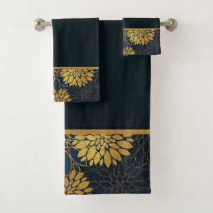 Floral vintage or et indigo