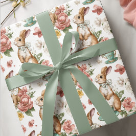 Floral Vintage Rabbits | Easter Wrapping Paper Cadeaupapier