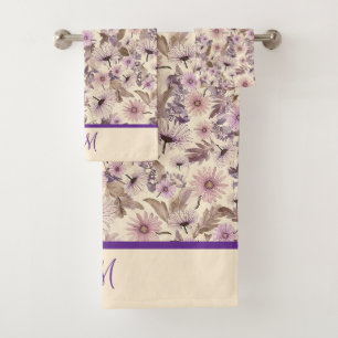 Floral vintage Rose Et Lavande Avec Monogramme