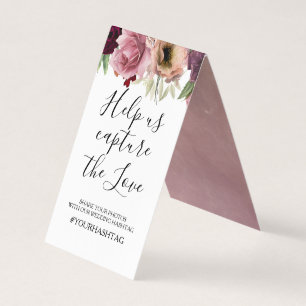 Floral Vintage Trouwfoto's Hashtag Kaart