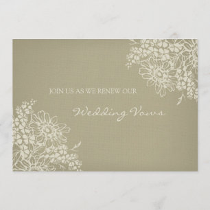 Floral Vintage Wedding Vow Renewal Uitnodiging