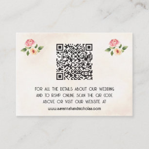 Floral Vinyl Record QR Code Bruiloft Informatiekaartje