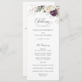 Floral violet blanc verdure Programme de mariage d (Devant / Derrière)