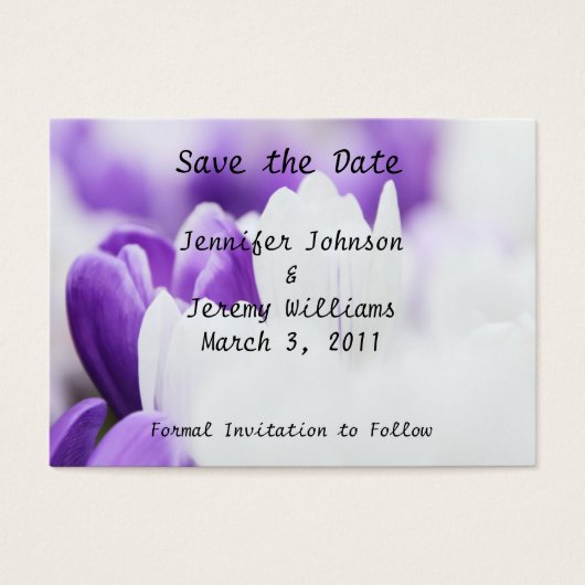 Floral violet et blanc Enregistrer la date (Devant)