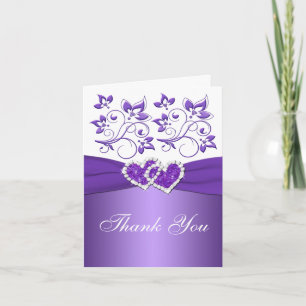 Floral violet et blanc joint Coeurs Merci