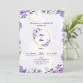 Floral violet Faire-part de mariage botanique (Debout devant)