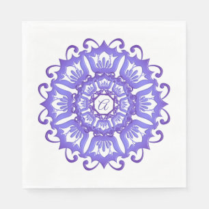 Floral violet mandala. Monogram. Servetten