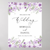 Floral violet moderne Bienvenue à notre affiche Ma (Devant)