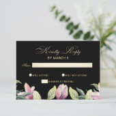 Floral violet noir et or mariage rsvp (Debout devant)