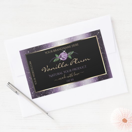 Floral violet noir produit Étiquettes Parties scin (Enveloppe)