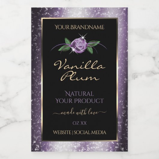 Floral violet noir produit Étiquettes Parties scin (Étiquettes simples)