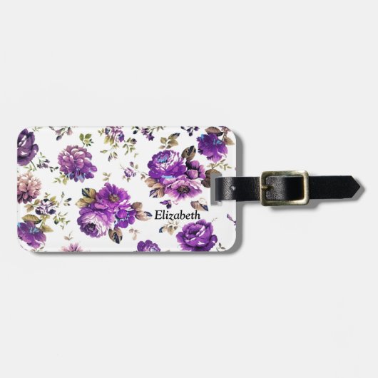 Floral Violet Pattern Bagagelabel (Voorkant horizontaal)