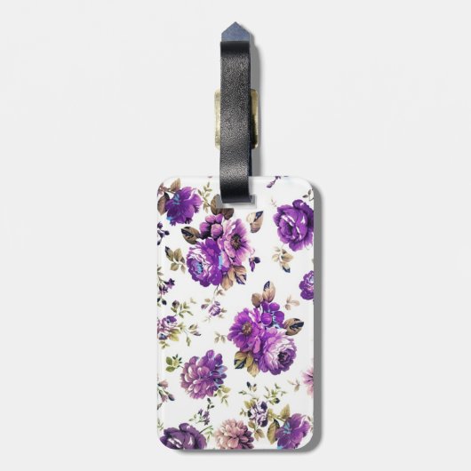 Floral Violet Pattern Bagagelabel (Achterkant verticaal)
