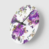 Floral Violet Pattern Ronde Klok (Hoek)