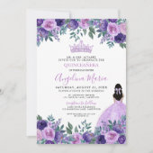 Floral violet Rose Quinceanera Invitation (Devant)