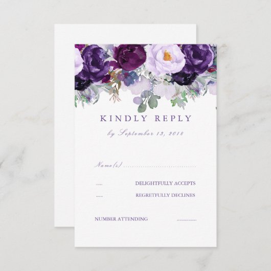 Floral violet RSVP (Devant / Derrière)