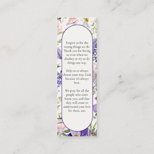 Floral violet Signet de la carte de prière commémo (Dos)