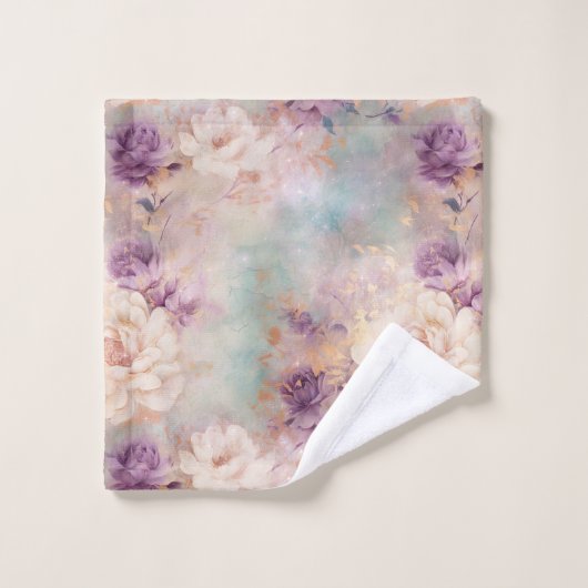 Floral violet turquoise (Gant de toilette)