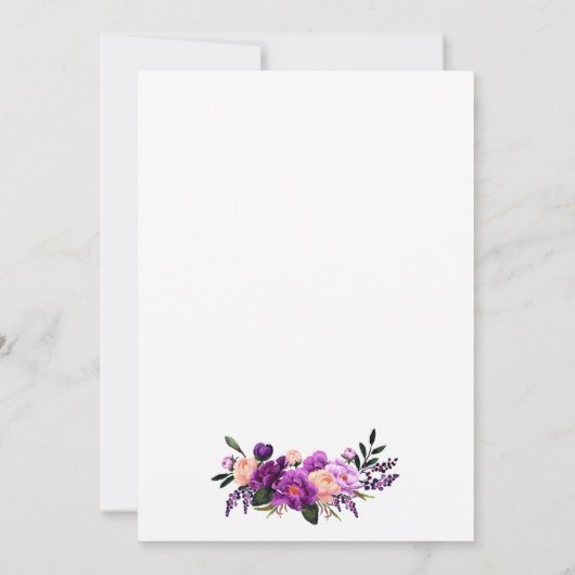 Floral violet ultra violet | FAIRE-PART DE MARIAGE (Dos)