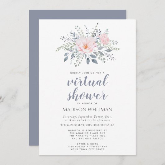 Floral Virtual Shower Kaart (Voorkant / Achterkant)