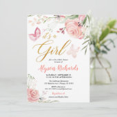 Floral vlinder baby shower kaart (Staand voorkant)