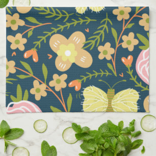 Floral, vlinder en glamour naadloos elastisch theedoek