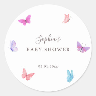 Floral vlinder Natuur thema Baby shower Ronde Sticker