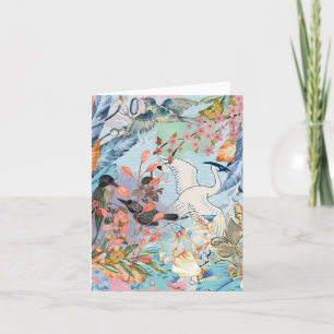 Floral vogels, alle keren bedankkaart