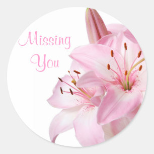Floral Vous Manquant Pink Lily Sticker Étiquette