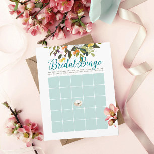 Floral Vrijgezellenfeest Bingo Cards Robins Egg Bl