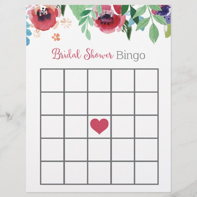 Floral Vrijgezellenfeest Bingo Game (Voorkant)