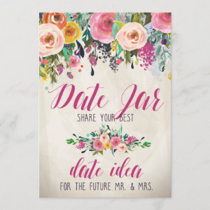 Floral Vrijgezellenfeest Date Jar Kaart