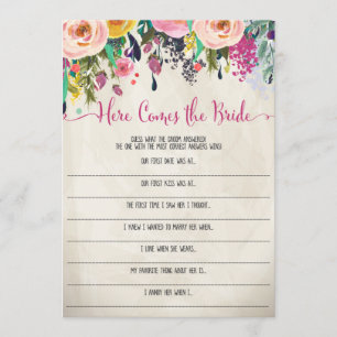 Floral Vrijgezellenfeest Hier komt het bruidspel Kaart