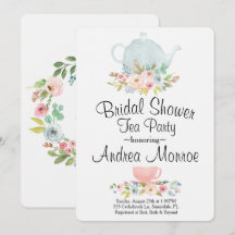 Floral Vrijgezellenfeest Tea Party Custom Invitati