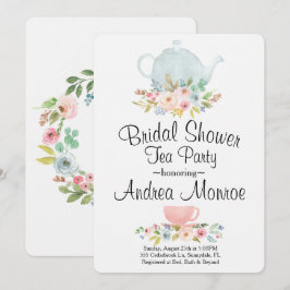 Floral Vrijgezellenfeest Tea Party Custom Invitati Kaart