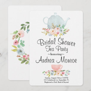 Floral Vrijgezellenfeest Tea Party Custom Invitati Kaart
