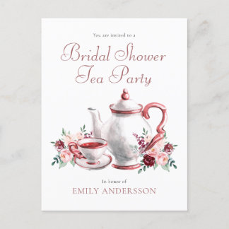 Floral Vrijgezellenfeest Tea Party Invitation Brie Uitnodiging Briefkaart