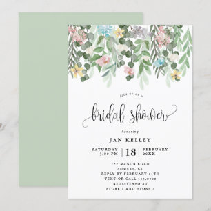 Floral Vrijgezellenfeest, Waterverf Cottage Flower Kaart