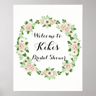 Floral vrijgezellenfeest welkomstteken poster