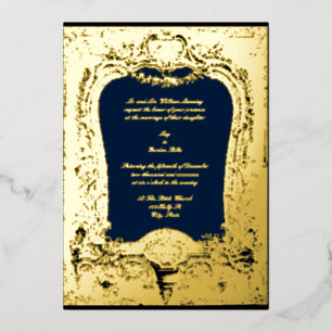 Floral, vruchten, vogelbarokje, Lijst bruiloft Folie Uitnodiging