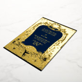 Floral, vruchten, vogelbarokje, Lijst bruiloft Folie Uitnodiging (Gedraaid)